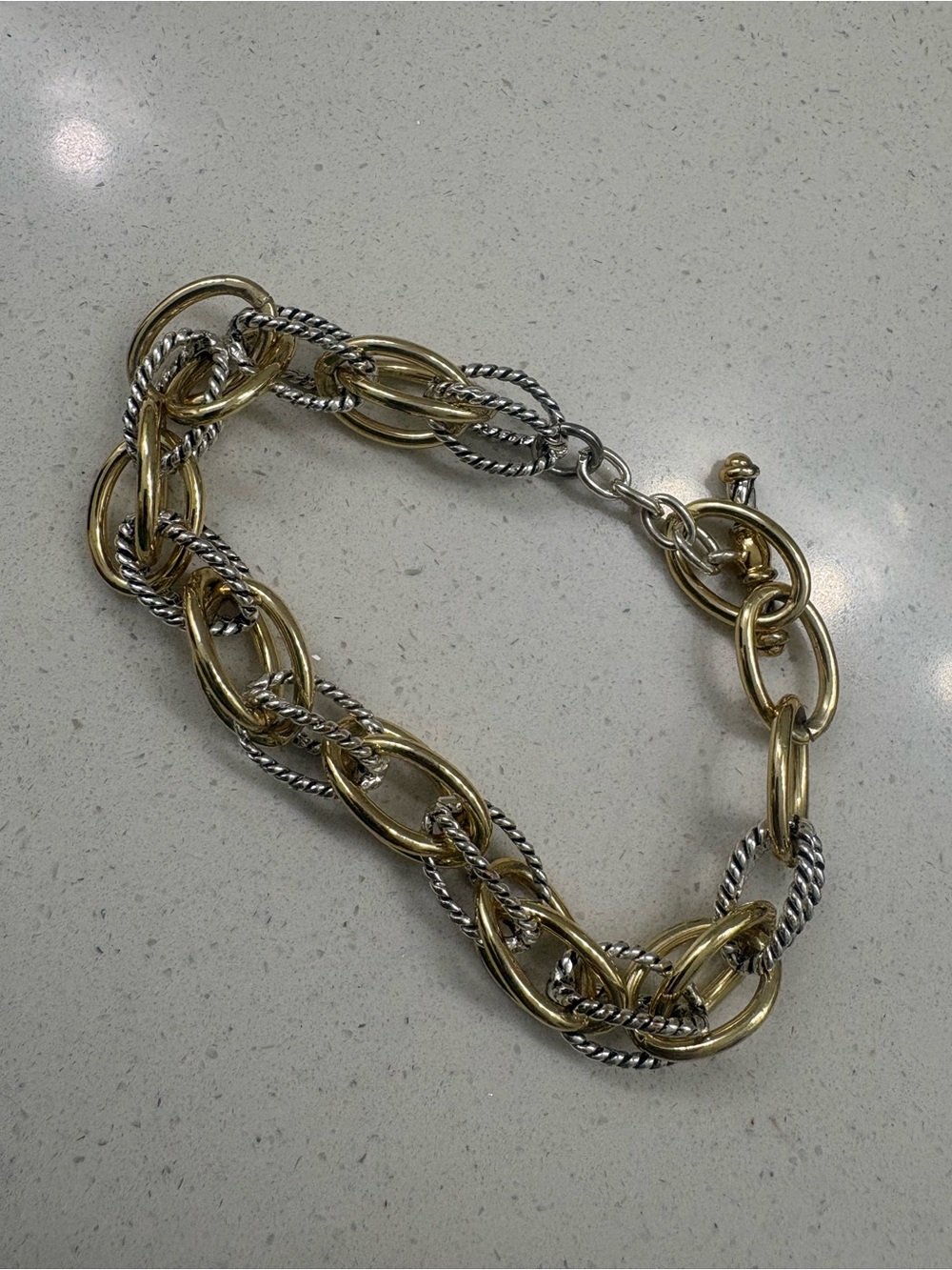 Two-Tone Gold and Silver Link Bracelet